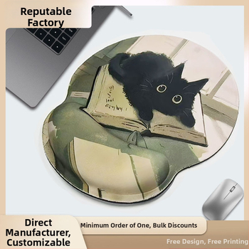 Gumená podložka pod zápästie na kancelársku klávesnicu – kreslený štýl, jednostranná, ručne vyrobená, prispôsobiteľná