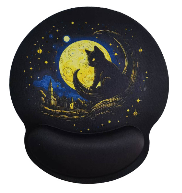 Gumená podložka pod zápästie na kancelársku klávesnicu – kreslený štýl, jednostranná, ručne vyrobená, prispôsobiteľná