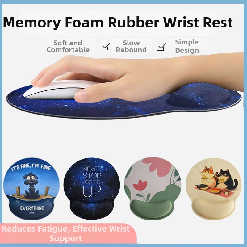 Gumená podložka pod zápästie na kancelársku klávesnicu – kreslený štýl, jednostranná, ručne vyrobená, prispôsobiteľná