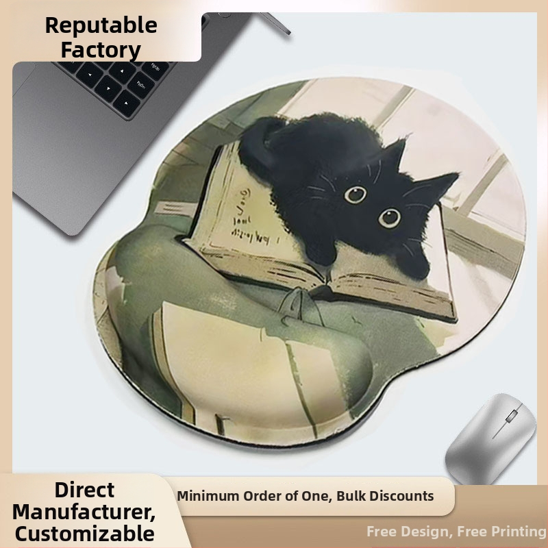 Gumená podložka pod zápästie na kancelársku klávesnicu – kreslený štýl, jednostranná, ručne vyrobená, prispôsobiteľná