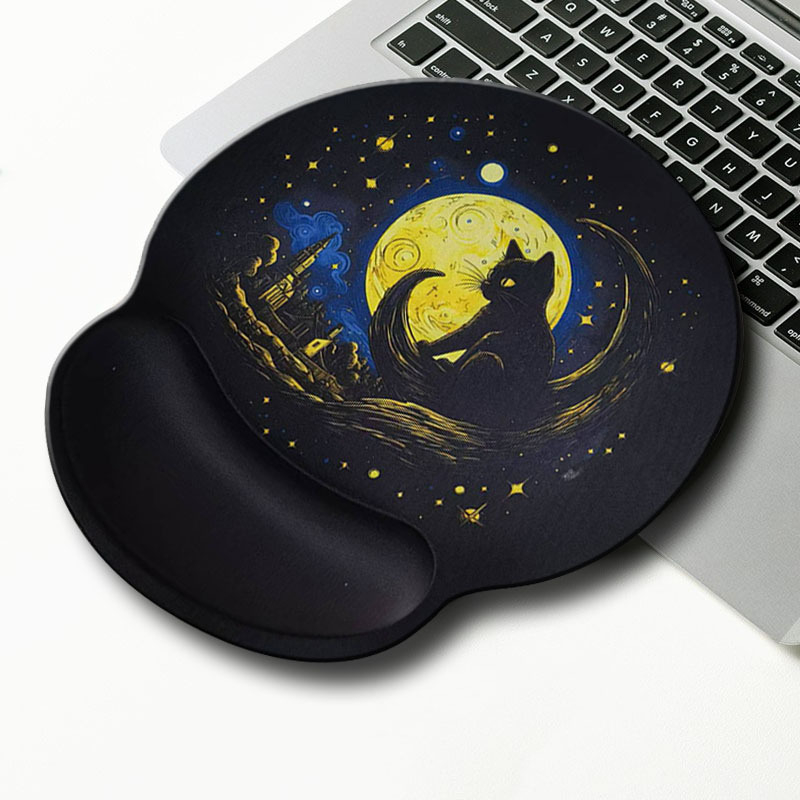 Gumená podložka pod zápästie na kancelársku klávesnicu – kreslený štýl, jednostranná, ručne vyrobená, prispôsobiteľná