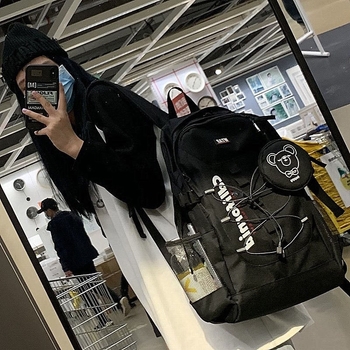 Ruksak u korejskom ulicnom stilu s utjecajem hongkonškog stila, inspiriran Harajuku Ulzzang, unisex gradski školski ruksak za 14-inčni prijenosnik, kapacitet 56–75 L
