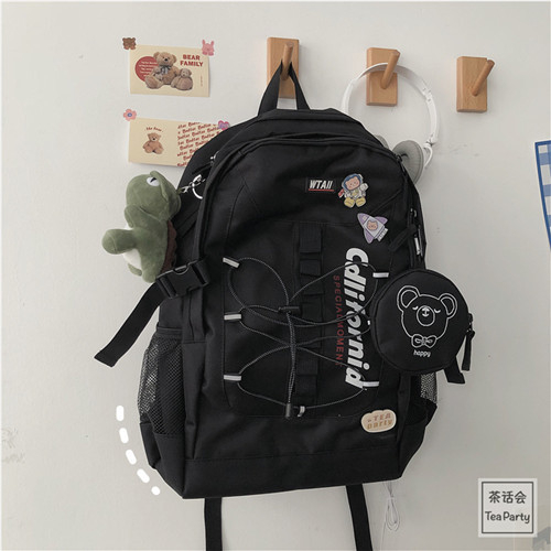 Ruksak u korejskom ulicnom stilu s utjecajem hongkonškog stila, inspiriran Harajuku Ulzzang, unisex gradski školski ruksak za 14-inčni prijenosnik, kapacitet 56–75 L