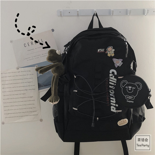 Ruksak u korejskom ulicnom stilu s utjecajem hongkonškog stila, inspiriran Harajuku Ulzzang, unisex gradski školski ruksak za 14-inčni prijenosnik, kapacitet 56–75 L