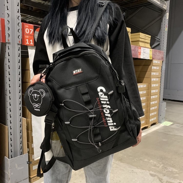 Ruksak u korejskom ulicnom stilu s utjecajem hongkonškog stila, inspiriran Harajuku Ulzzang, unisex gradski školski ruksak za 14-inčni prijenosnik, kapacitet 56–75 L