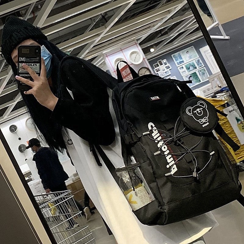 Ruksak u korejskom ulicnom stilu s utjecajem hongkonškog stila, inspiriran Harajuku Ulzzang, unisex gradski školski ruksak za 14-inčni prijenosnik, kapacitet 56–75 L