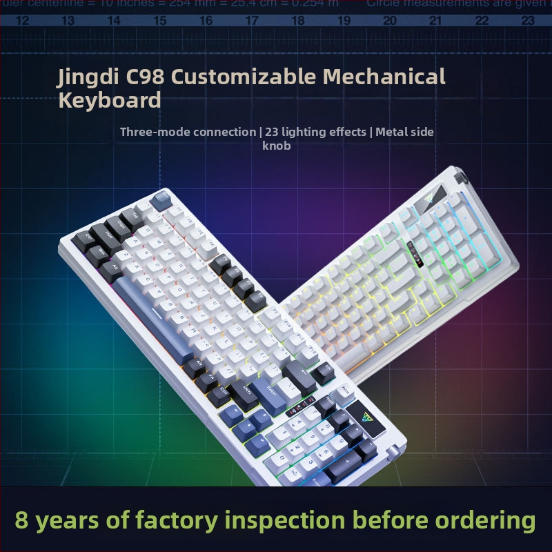 G98 mechanická klávesnica – bezdrôtové tri režimy (Bluetooth, 2.4G, USB), hot‑swap spínače, RGB podsvietenie, pre hry