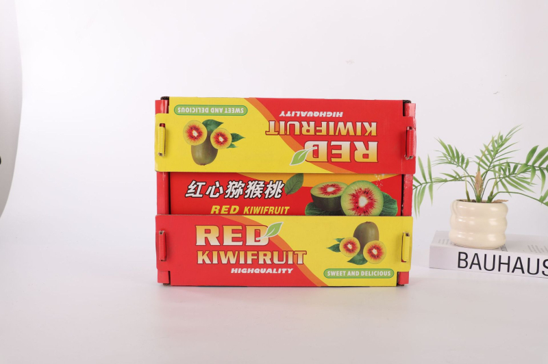 Gyümölcs- és ajándékdobozok hullámkartonból, ofszetnyomtatás és forró hímzés; logó nélkül; anyag: karton