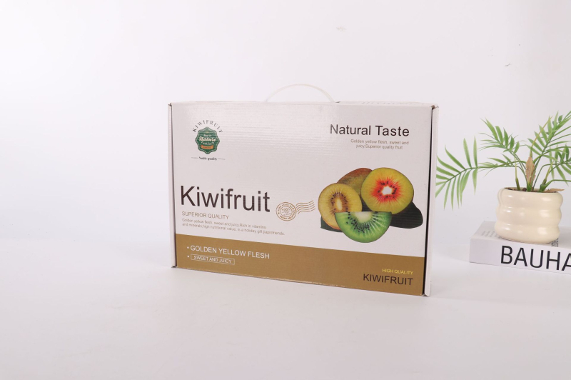 Gyümölcs- és ajándékdobozok hullámkartonból, ofszetnyomtatás és forró hímzés; logó nélkül; anyag: karton