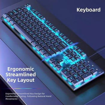 Set tipkovnice i miša, gaming tipkovnica s 103 tipke, USB kabelska veza, za stolno računalo, bez pozadinskog osvjetljenja