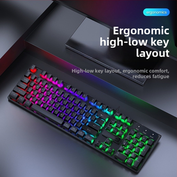 Káblový set klávesnice a myši s mechanickým pocitom, podsvietením, tichý, pre desktop a notebook – kancelária a gaming Esports