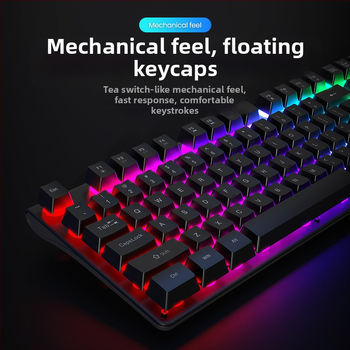 Káblový set klávesnice a myši s mechanickým pocitom, podsvietením, tichý, pre desktop a notebook – kancelária a gaming Esports