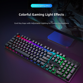 Káblový set klávesnice a myši s mechanickým pocitom, podsvietením, tichý, pre desktop a notebook – kancelária a gaming Esports