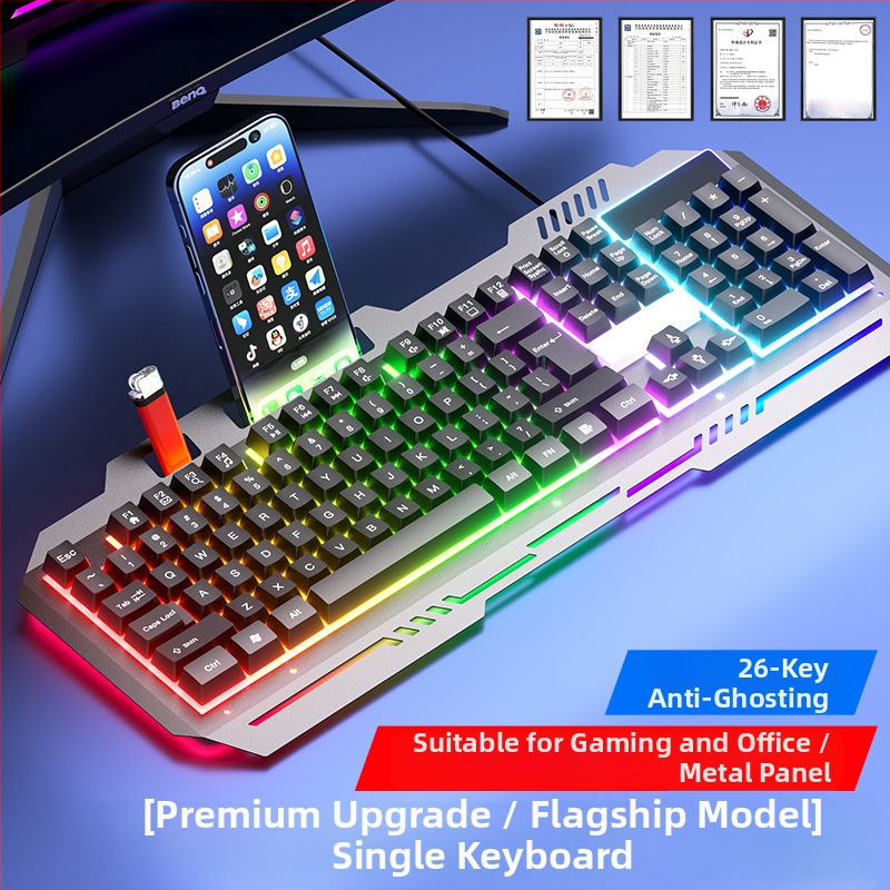Káblový set klávesnice a myši s mechanickým pocitom, podsvietením, tichý, pre desktop a notebook – kancelária a gaming Esports