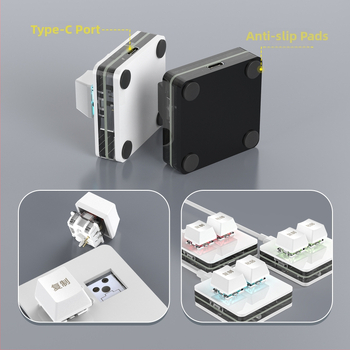 Персонализирано мини клавиатурче с две клавиши, механични клавиши с червени оси, USB проводна връзка, 1 m кабел, едноколорна подсветка