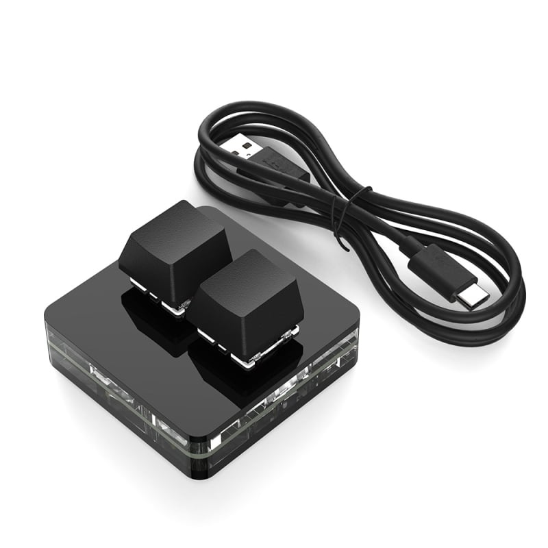 Персонализирано мини клавиатурче с две клавиши, механични клавиши с червени оси, USB проводна връзка, 1 m кабел, едноколорна подсветка