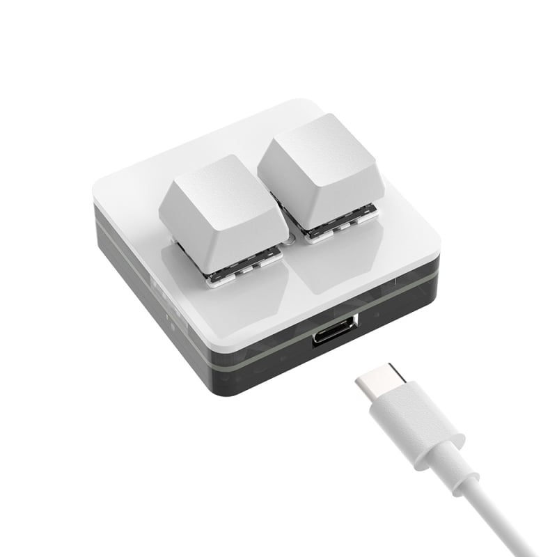 Персонализирано мини клавиатурче с две клавиши, механични клавиши с червени оси, USB проводна връзка, 1 m кабел, едноколорна подсветка