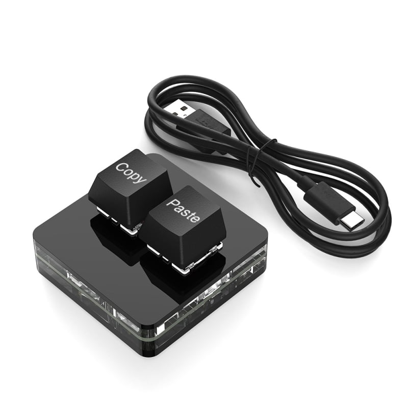 Персонализирано мини клавиатурче с две клавиши, механични клавиши с червени оси, USB проводна връзка, 1 m кабел, едноколорна подсветка