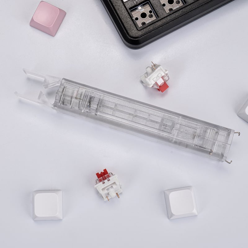 Персонализирано мини клавиатурче с две клавиши, механични клавиши с червени оси, USB проводна връзка, 1 m кабел, едноколорна подсветка