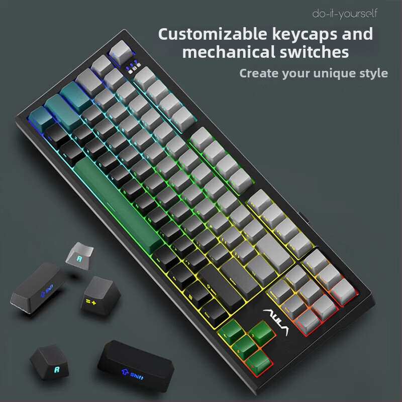 Mechanická klávesnica so tromi režimami (Bluetooth/2.4G USB), hot-swappable spínače, RGB podsvietenie, PBT klávesy