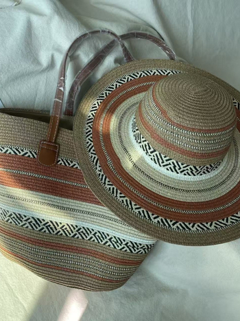 Bohemiai etnikus szalmaszál táska - függőleges kvadrát alakja, cipzár, poliészter bélés, őszi 2025