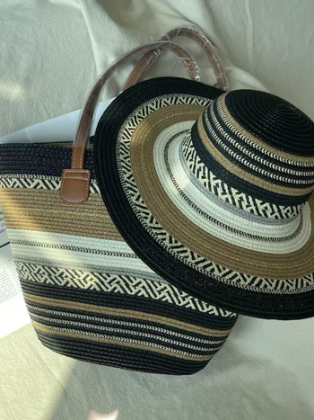 Bohemiai etnikus szalmaszál táska - függőleges kvadrát alakja, cipzár, poliészter bélés, őszi 2025