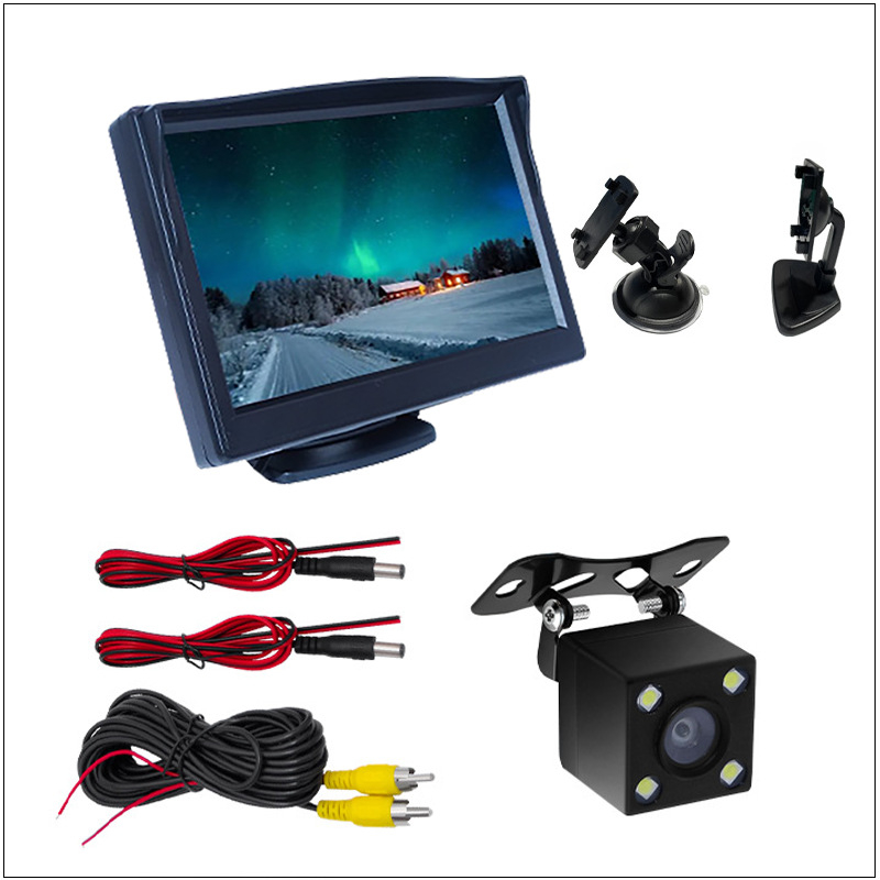 Automobilio atbulinės eigos ekranas, TFT LCD, 800x480 raiška, universalus suderinamumas, įvestis N/P