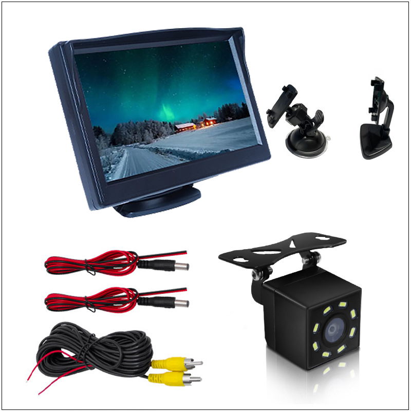 Automobilio atbulinės eigos ekranas, TFT LCD, 800x480 raiška, universalus suderinamumas, įvestis N/P