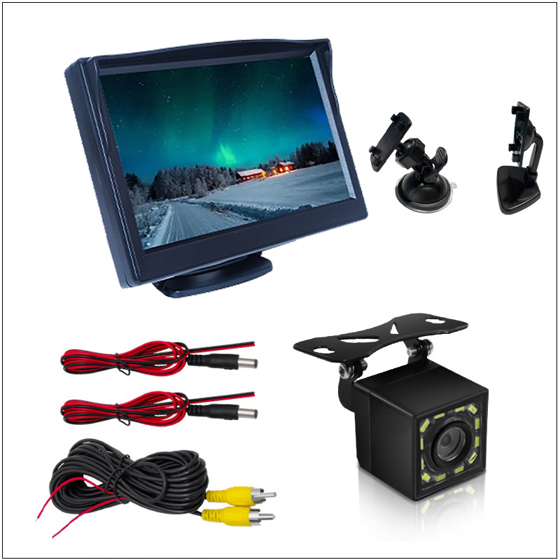 Automobilio atbulinės eigos ekranas, TFT LCD, 800x480 raiška, universalus suderinamumas, įvestis N/P