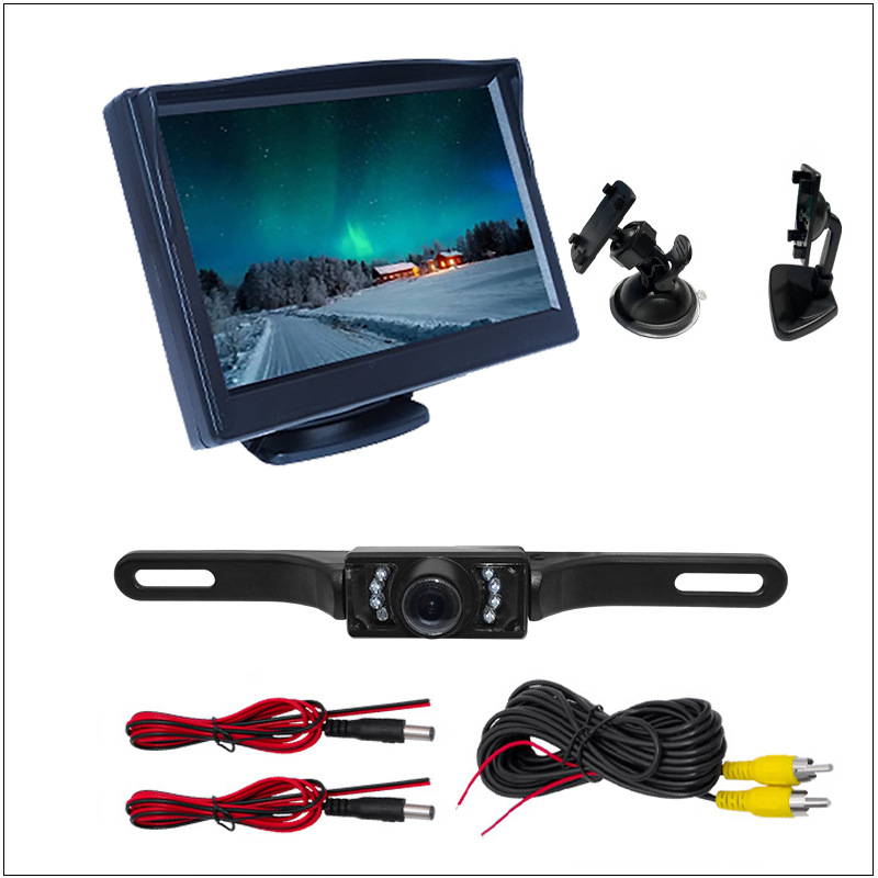 Automobilio atbulinės eigos ekranas, TFT LCD, 800x480 raiška, universalus suderinamumas, įvestis N/P