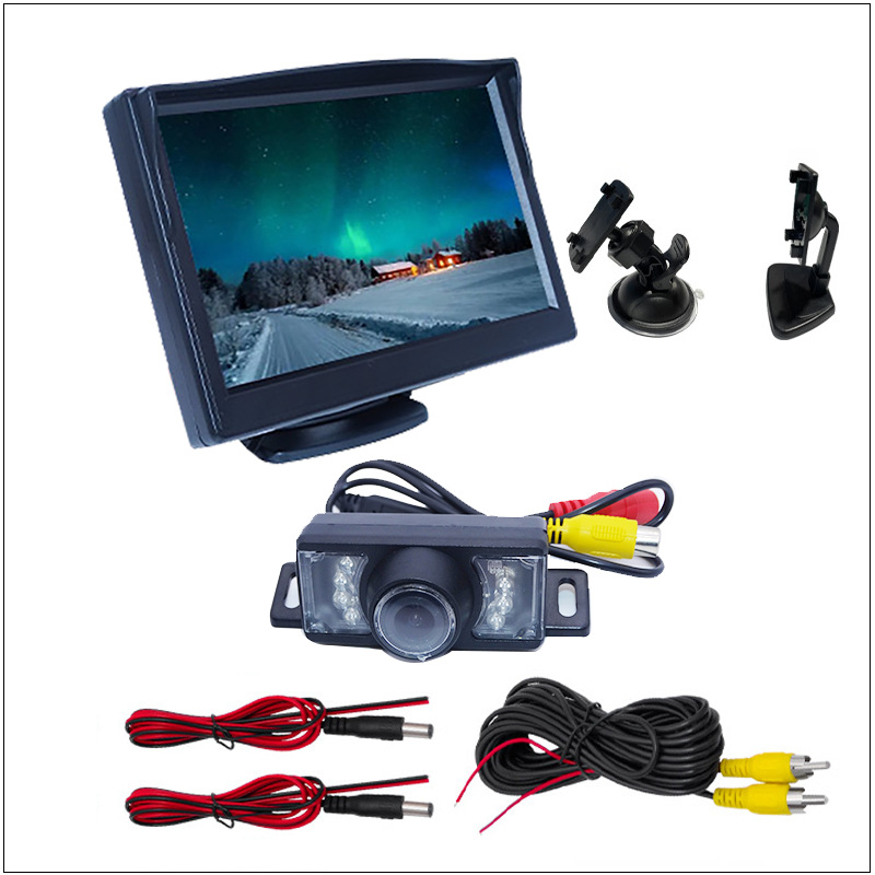 Automobilio atbulinės eigos ekranas, TFT LCD, 800x480 raiška, universalus suderinamumas, įvestis N/P