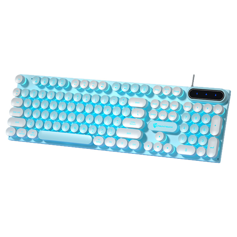 PT100 Set gejming tipkovnice i miša s okruglim tipkama, žično osvijetljen, mehanički doživljaj, 108 tipki, ABS, podrška za dlan, model PT100