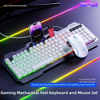 Комплект клавиатура и мишка Patriot Af104, жично свързване, метална конструкция, 108 клавиша, механично усещане, подсветка със смесен светлинен ефект