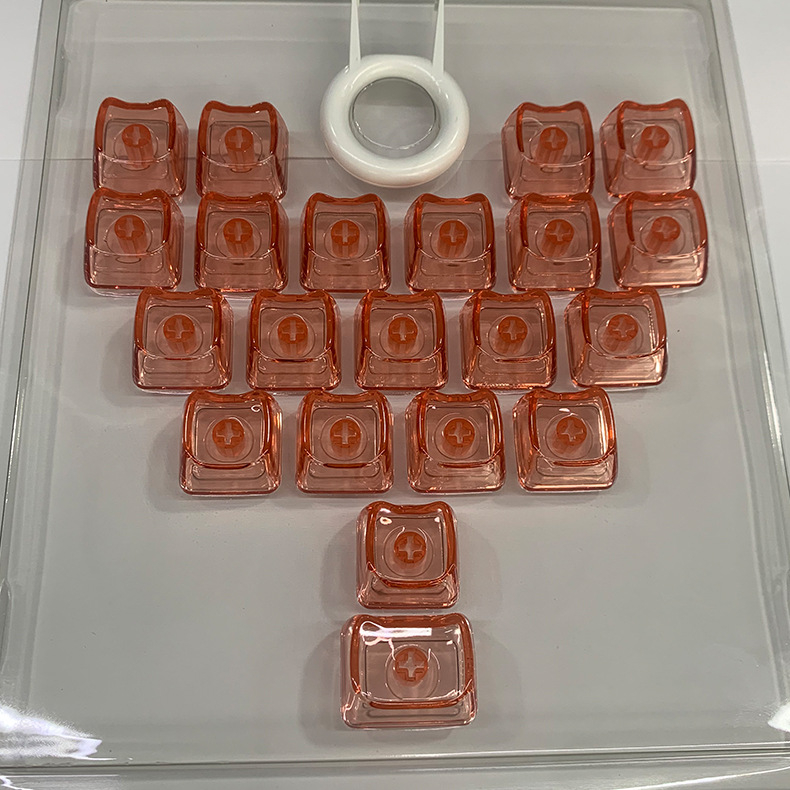 MAO прозрачен комплект клавишни капачета с форма на котешко сърце, PC материал, 21 клавиша, без надписи, съвместим с Cross-Stem (MX), без подсветка