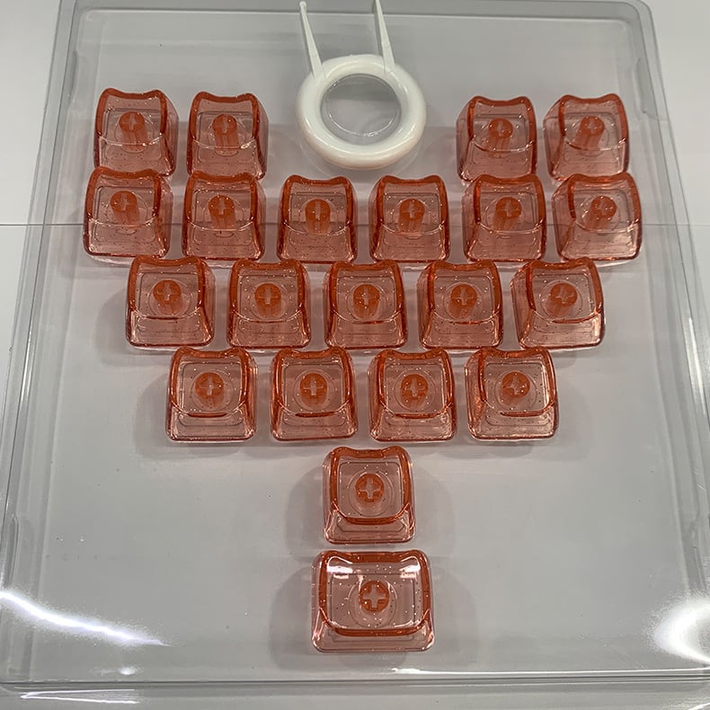 MAO прозрачен комплект клавишни капачета с форма на котешко сърце, PC материал, 21 клавиша, без надписи, съвместим с Cross-Stem (MX), без подсветка