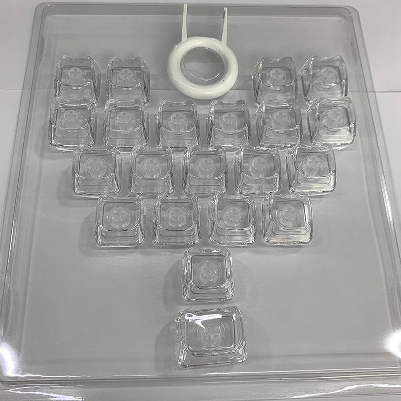 MAO прозрачен комплект клавишни капачета с форма на котешко сърце, PC материал, 21 клавиша, без надписи, съвместим с Cross-Stem (MX), без подсветка