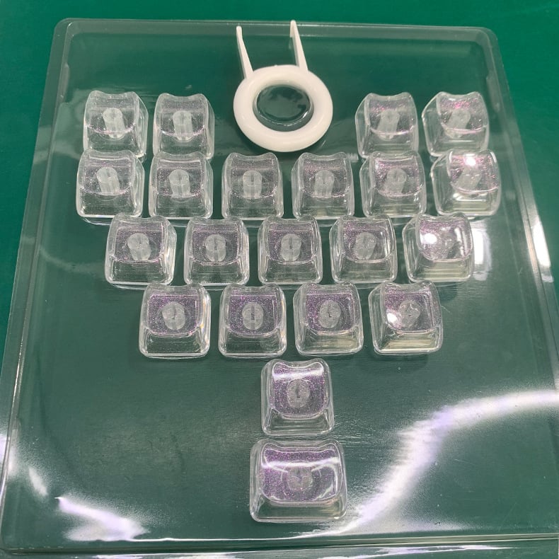 MAO прозрачен комплект клавишни капачета с форма на котешко сърце, PC материал, 21 клавиша, без надписи, съвместим с Cross-Stem (MX), без подсветка