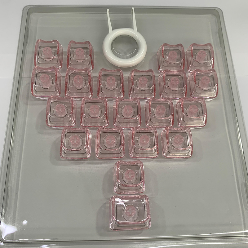 MAO прозрачен комплект клавишни капачета с форма на котешко сърце, PC материал, 21 клавиша, без надписи, съвместим с Cross-Stem (MX), без подсветка