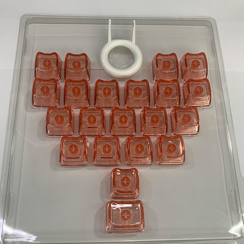 MAO прозрачен комплект клавишни капачета с форма на котешко сърце, PC материал, 21 клавиша, без надписи, съвместим с Cross-Stem (MX), без подсветка