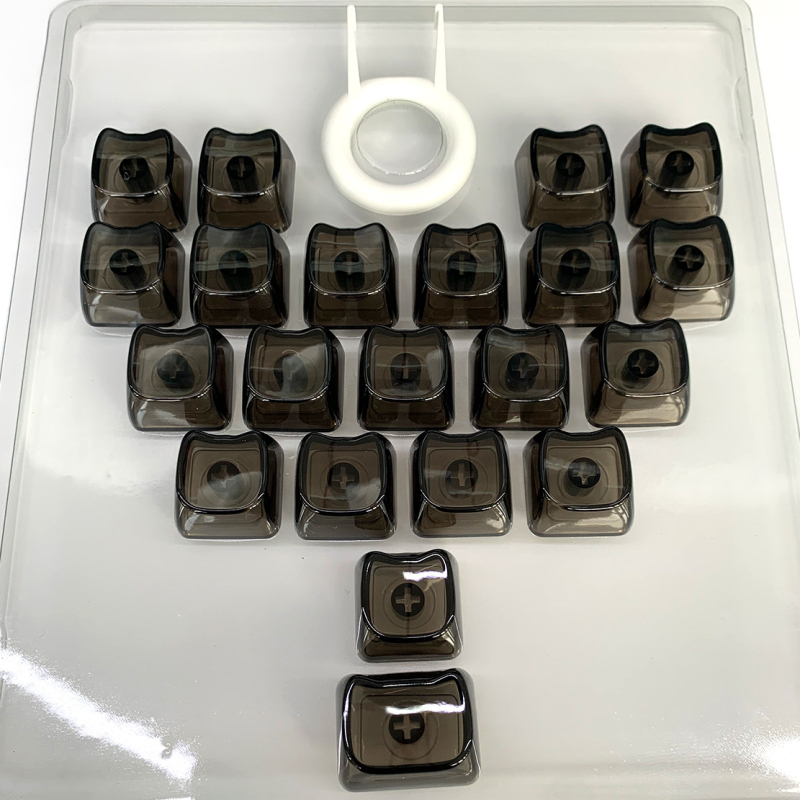 MAO прозрачен комплект клавишни капачета с форма на котешко сърце, PC материал, 21 клавиша, без надписи, съвместим с Cross-Stem (MX), без подсветка