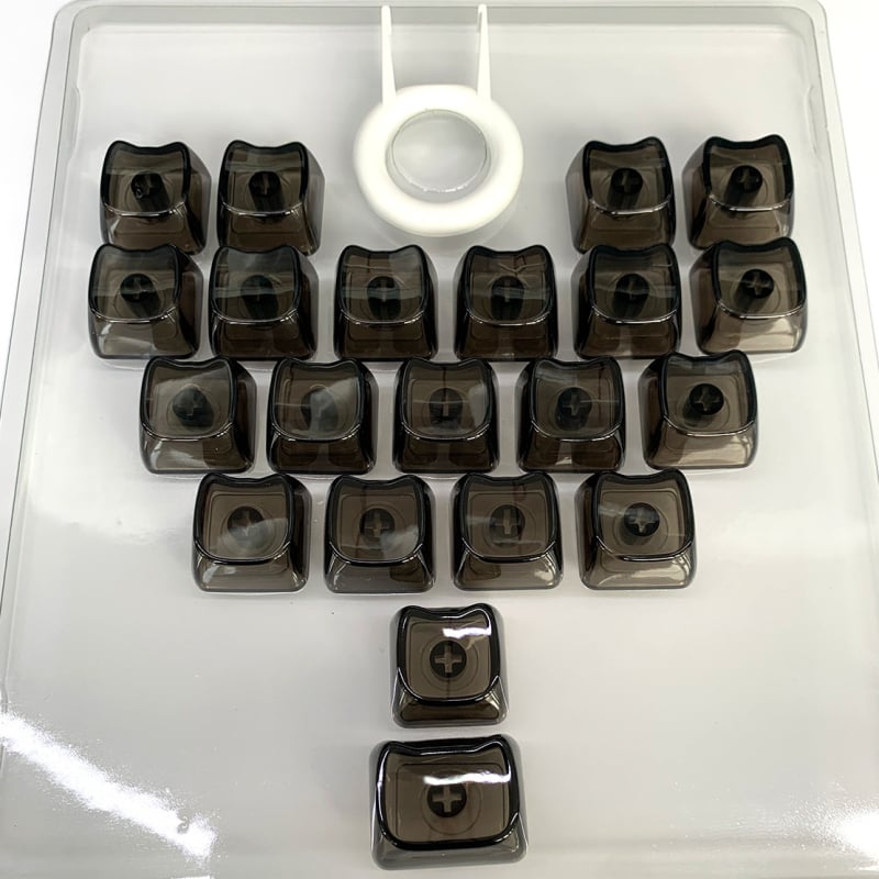 MAO прозрачен комплект клавишни капачета с форма на котешко сърце, PC материал, 21 клавиша, без надписи, съвместим с Cross-Stem (MX), без подсветка