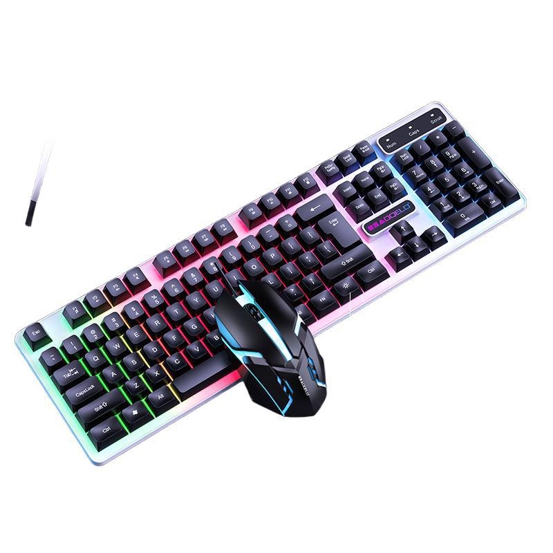 Проводен комплект клавиатура и мишка с цифрова клавиатура, кабелна връзка, без подсветка, за игри и офис