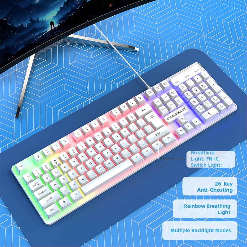 Проводен комплект клавиатура и мишка с цифрова клавиатура, кабелна връзка, без подсветка, за игри и офис