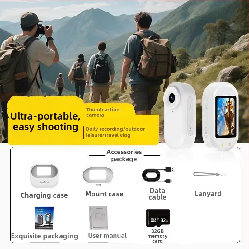 Nothing DM-10 darbības kamera ar magnētisko uzlādi, 1080p video, atmiņas kartes glabāšana, plastmasas korpuss