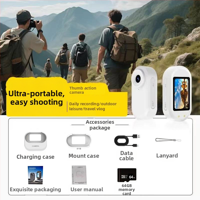 Nothing DM-10 darbības kamera ar magnētisko uzlādi, 1080p video, atmiņas kartes glabāšana, plastmasas korpuss