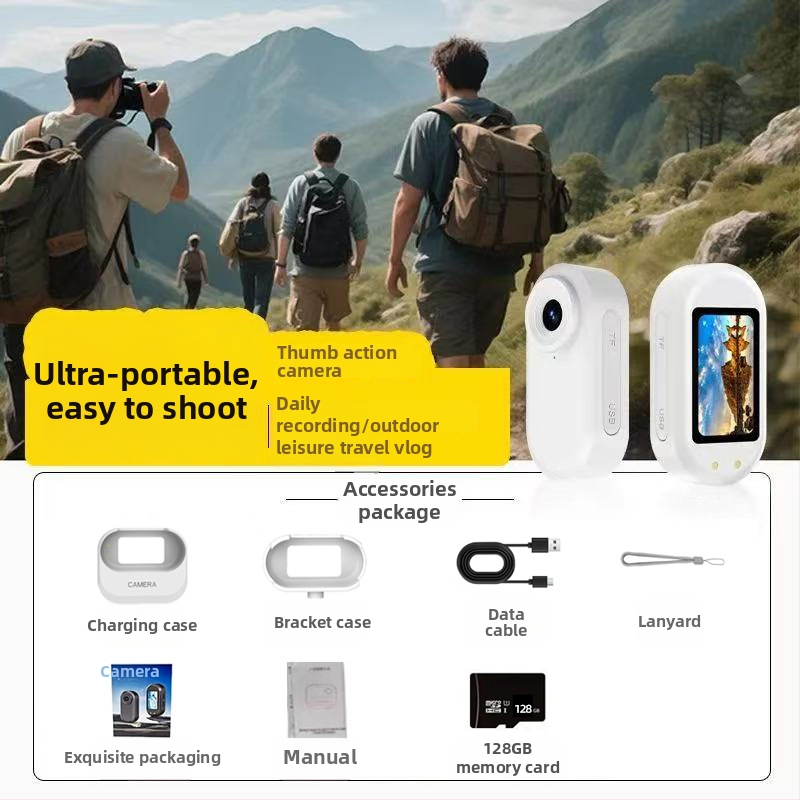 Nothing DM-10 darbības kamera ar magnētisko uzlādi, 1080p video, atmiņas kartes glabāšana, plastmasas korpuss