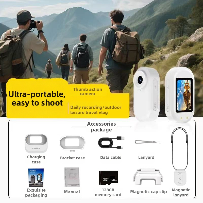 Nothing DM-10 darbības kamera ar magnētisko uzlādi, 1080p video, atmiņas kartes glabāšana, plastmasas korpuss