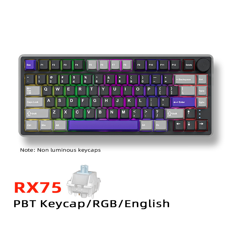 87-tipkovnica mehanička s plavim prekidačima, PBT kapice tipki, RGB pozadinsko osvjetljenje, USB sučelje