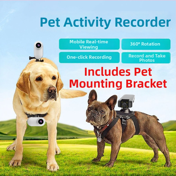 Kaķu un suņu aktīvā kamera ar perspektīvas video, skaņu, vlog režīmu, kakla vai krūšu stiprinājumu, gudro operētājsistēmu