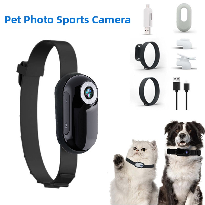 Kaķu un suņu aktīvā kamera ar perspektīvas video, skaņu, vlog režīmu, kakla vai krūšu stiprinājumu, gudro operētājsistēmu